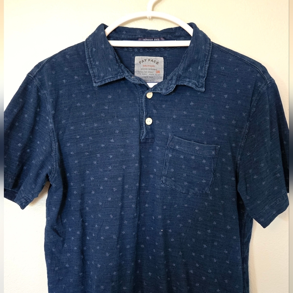 Fat Face | Indigo Dye Blue Polo Shirt Size Small